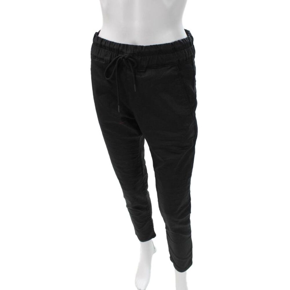 Flog Womens Joggers Black Drawstring Cotton Lycra Solid Inseam 28 Size 27